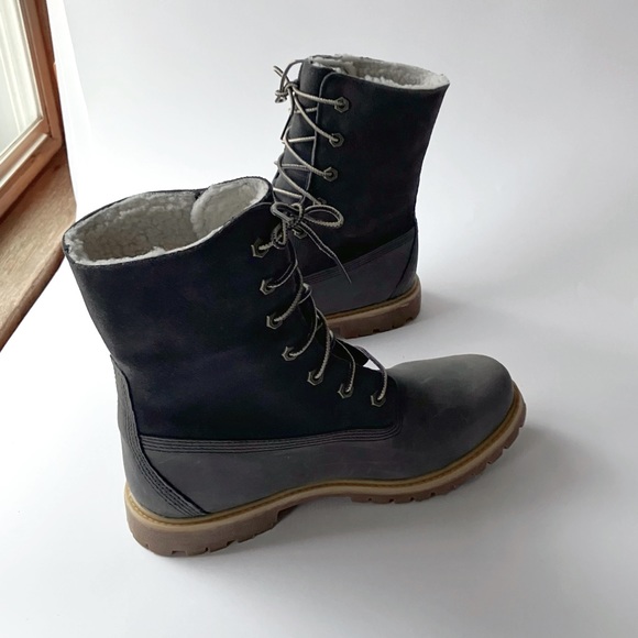 TIMBERLAND AUTHENTICS TEDDY FLEECE FOLD-DOWN BOOT Dk Grey New Women's 9 NWT $90 - Picture 6 of 9